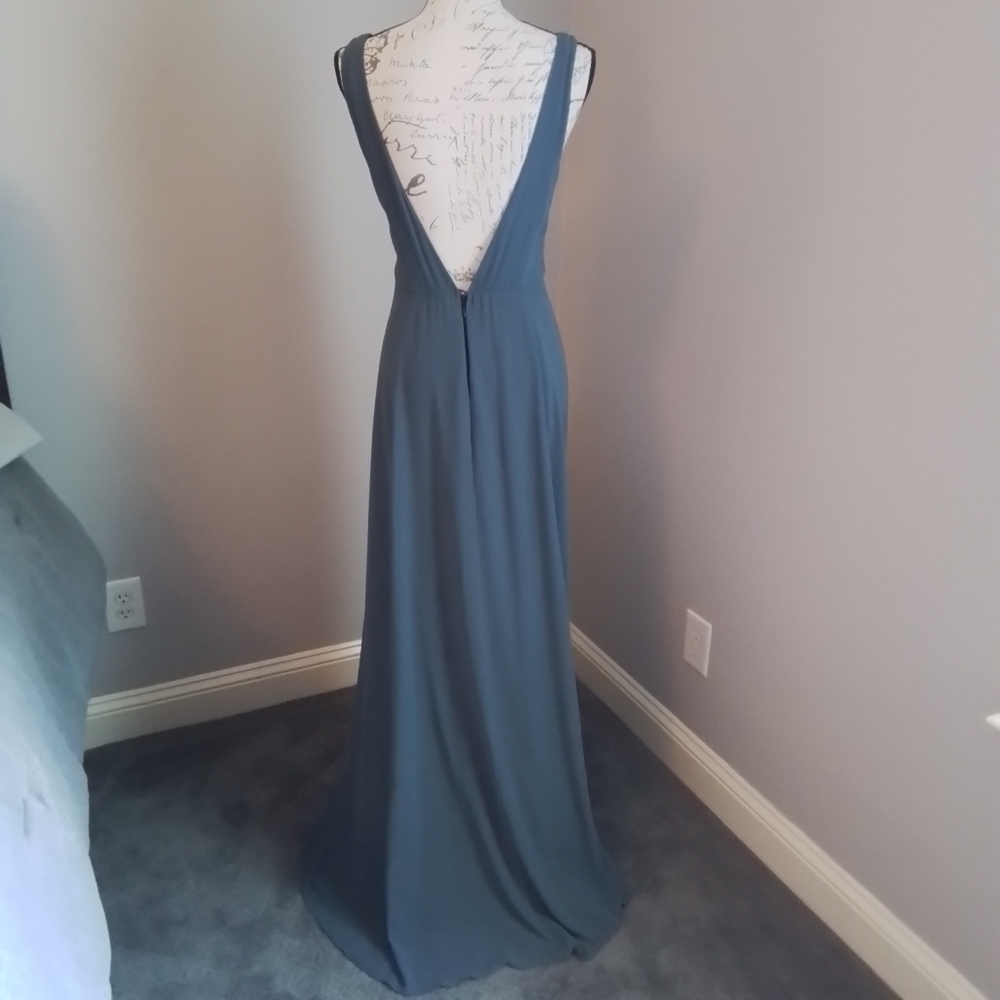 Show Me Your MuMu Jenn Maxi Dress in Slate Blue Chiffon - S - Picture 8 of 12